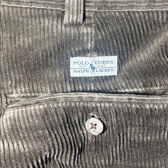 Vintage Ralph Lauren olive green men’s corduroy pants pleated front 36x32 - Picture 13 of 15